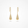 QIAOREN 12762 Stainless Steel Gold Teardrop Drop Earrings Long Wire Hook Smooth Water Dangle Minimalist Women Daily Jewelry Gift