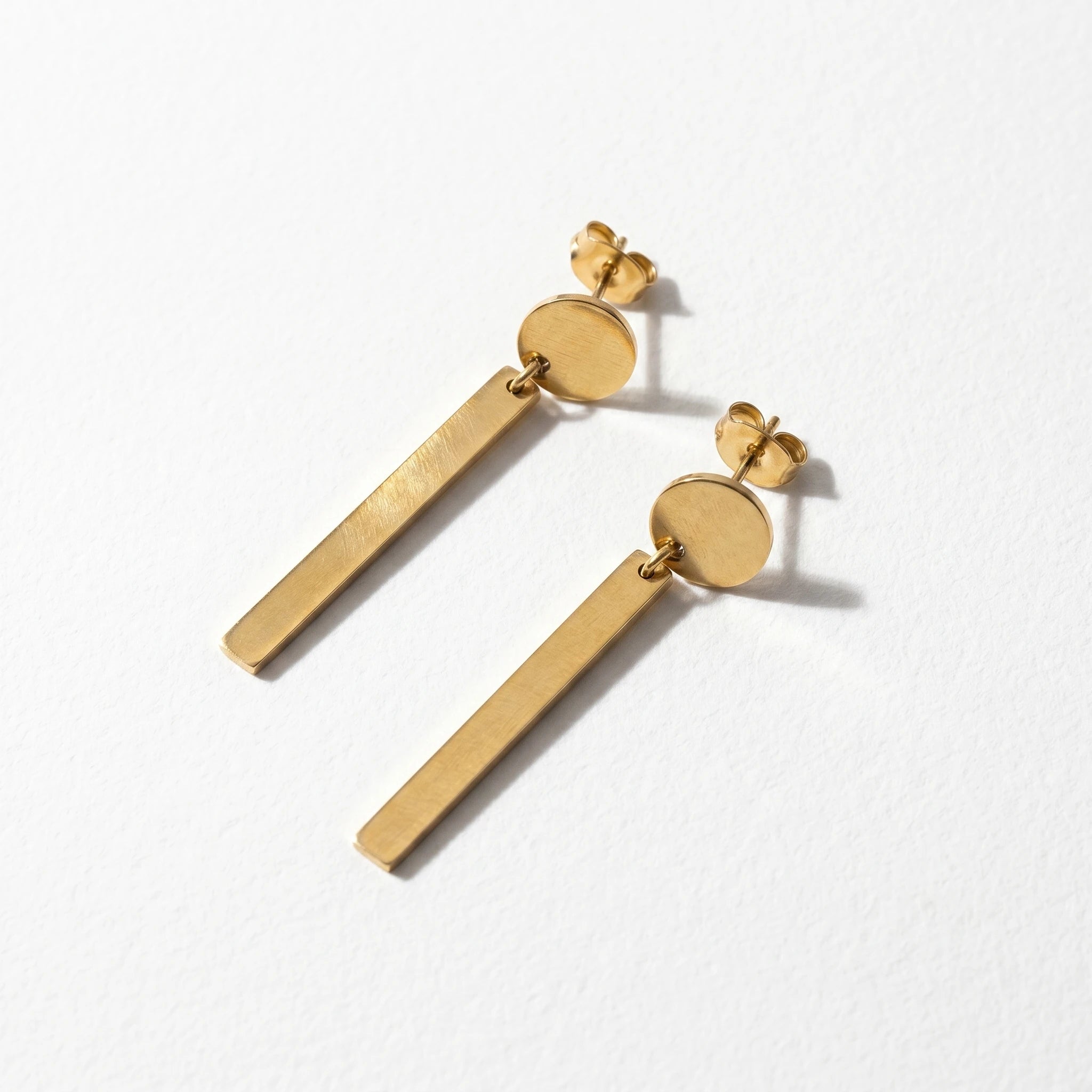 QIAOREN 11188 Stainless Steel Geometric Stud Earrings Long Strip Gold Plated Trendy Personalized Design for Gift