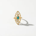 QIAOREN 13155-60 5Pcs Gold Turquoise Open Ring Set Boho Hollow Adjustable Stackable Stainless Steel Jewelry for Women