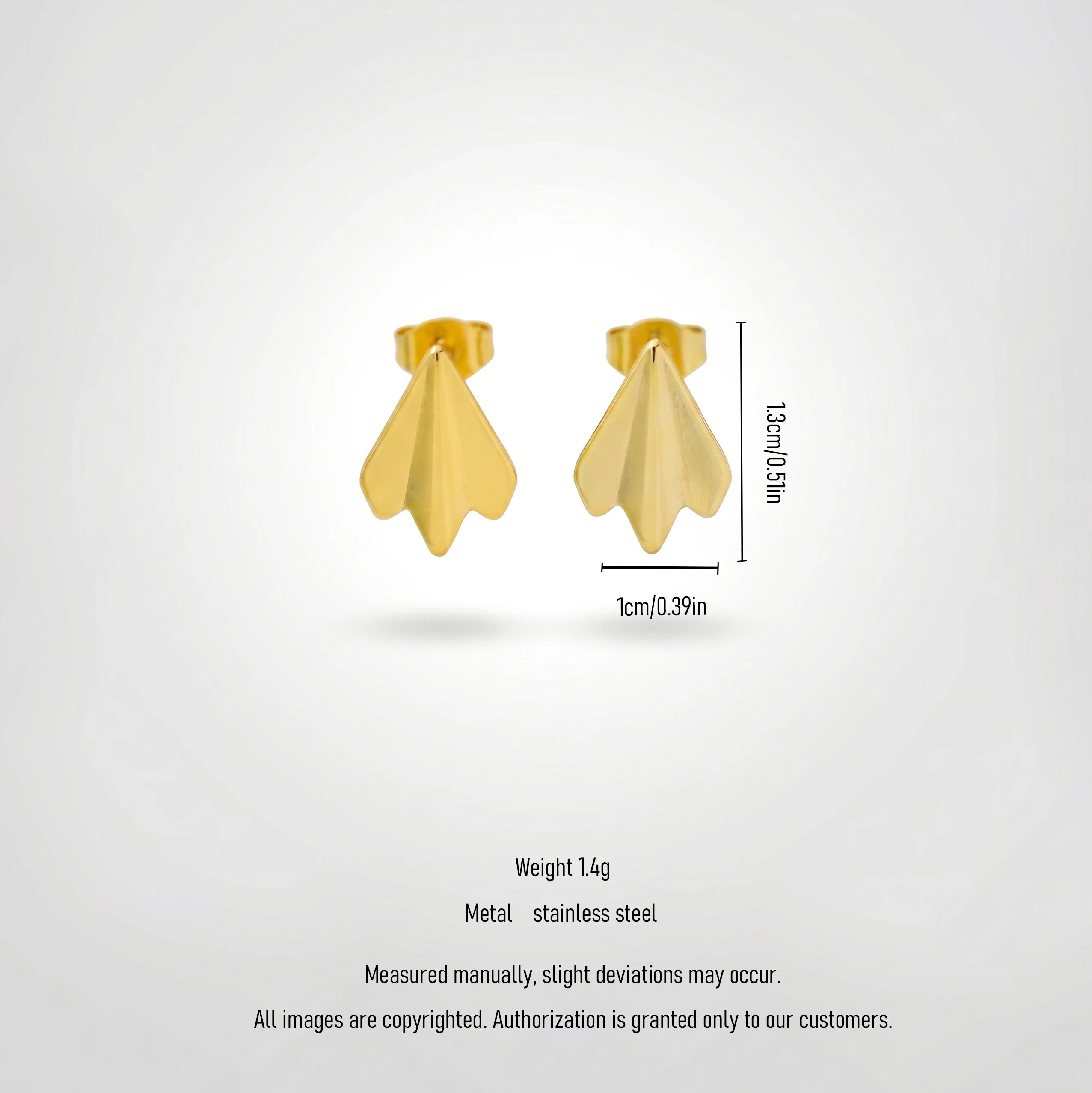 QIAOREN 13223 Gold Plated Ginkgo Leaf Stud Earrings for Women Stainless Steel Minimalist Nature Fashion Jewelry