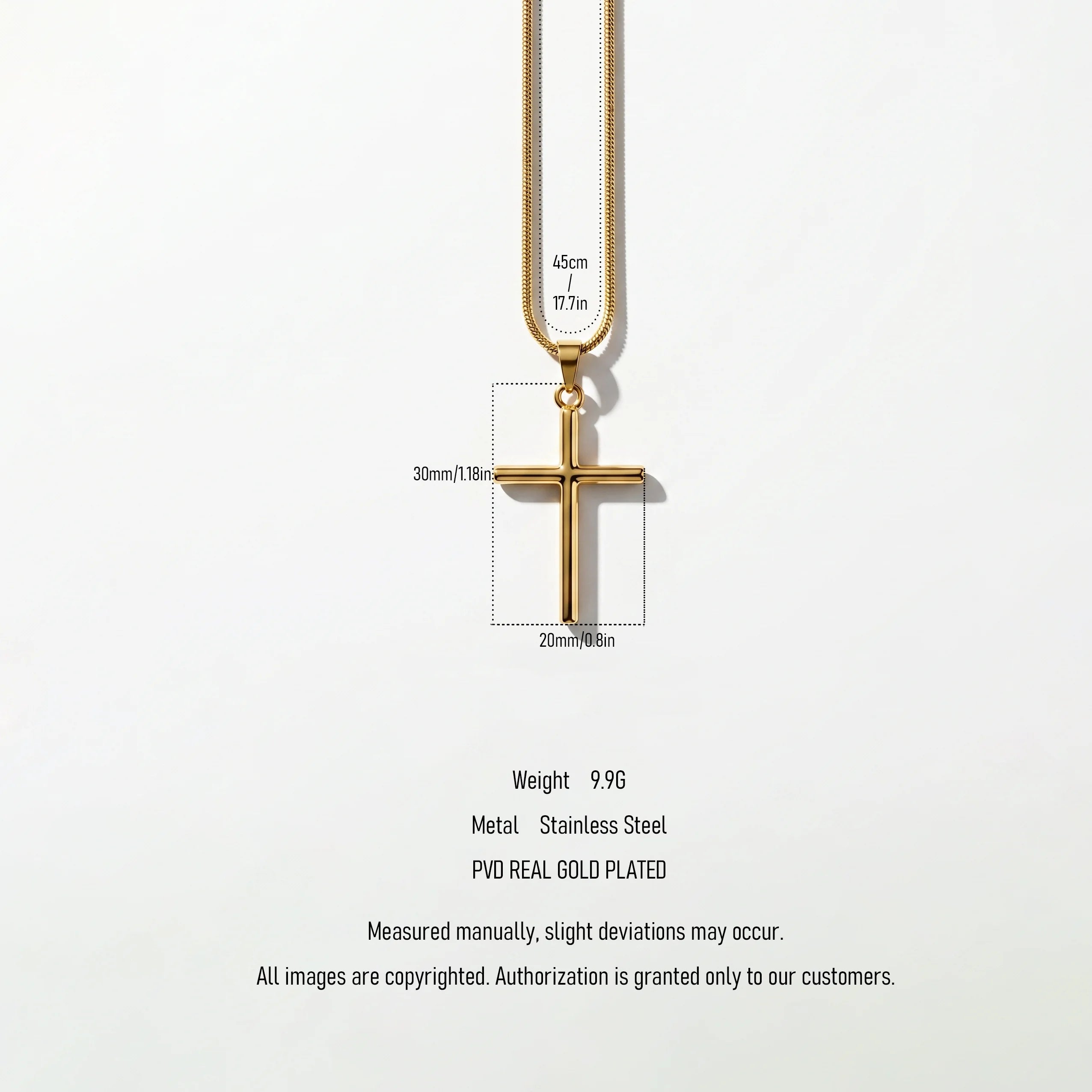 QIAOREN Waterproof Stainless Steel Gold Cross Necklace Classic Christian Pendant Jewelry for Everyday Wear