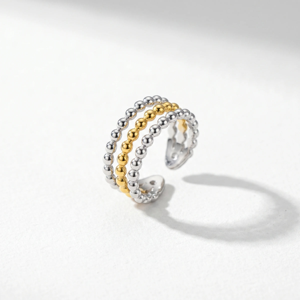 QIAOREN 13010-15 Gold Silver Plated Adjustable Open Stack Ring Set for Women Minimalist Geometric Statement Rings