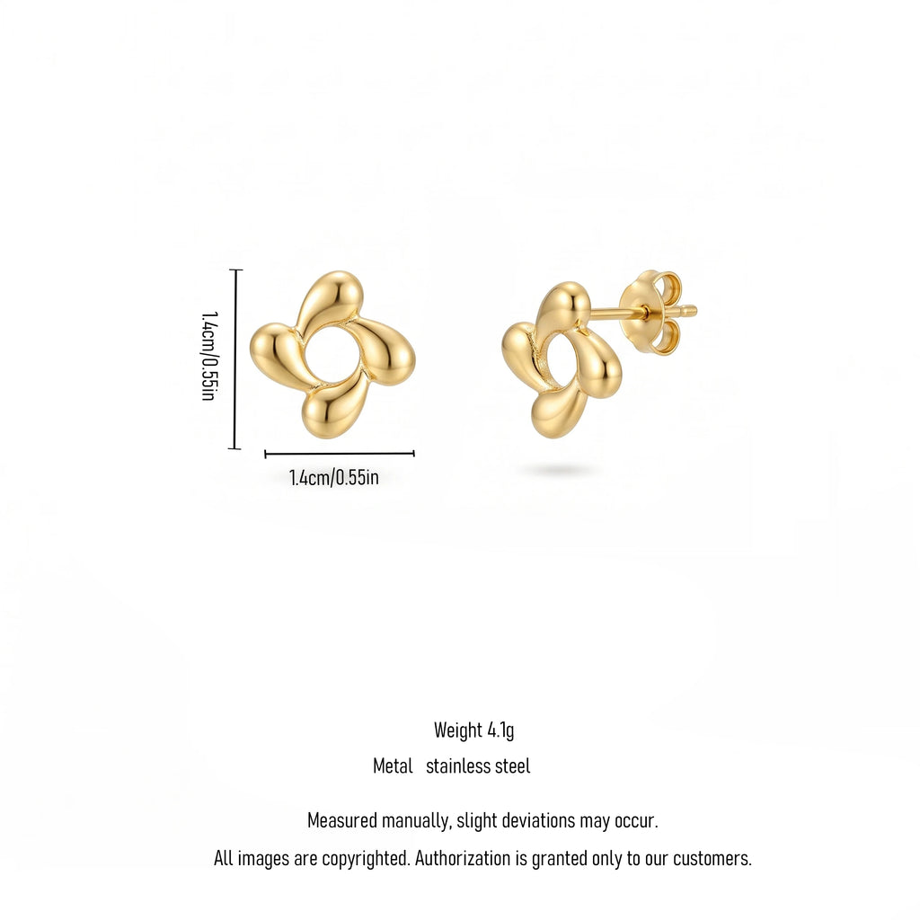 QIAOREN 13965-66 Stainless Steel Flower Stud Earrings Gold Floral Earrings Minimalist Dainty Jewelry for Women