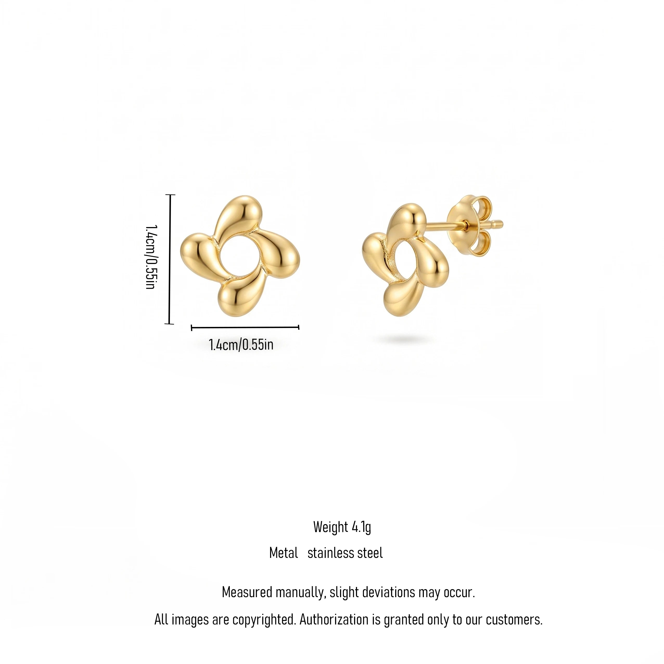 QIAOREN 13965-66 Stainless Steel Flower Stud Earrings Gold Floral Earrings Minimalist Dainty Jewelry for Women