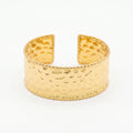 QIAOREM 12720Minimalist Hand Stamped Dimple Wide Cuff Bangle Hypoallergenic Stainless Steel Gold Bracelet Anniversary Party Gift