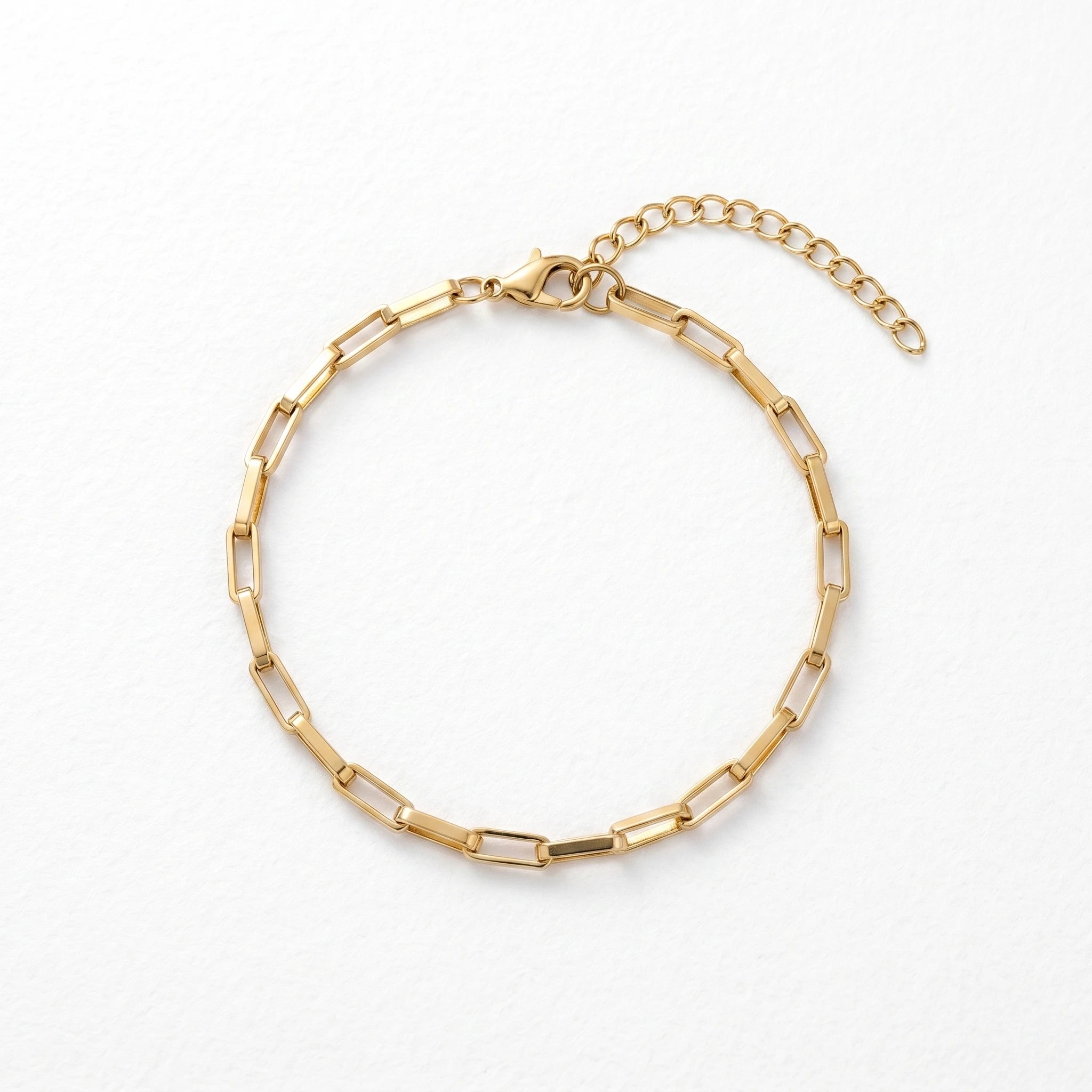QIAOREN 11051 Chic Gold Paperclip Bracelet Waterproof Stainless Steel Fashion Jewelry European American Style