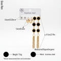 QIAOREN 14497 3 Pcs Stainless Steel Gold Cz Studs Black Flower Tassel Drop Earrings Multi Pack Fashion Jewelry Gift