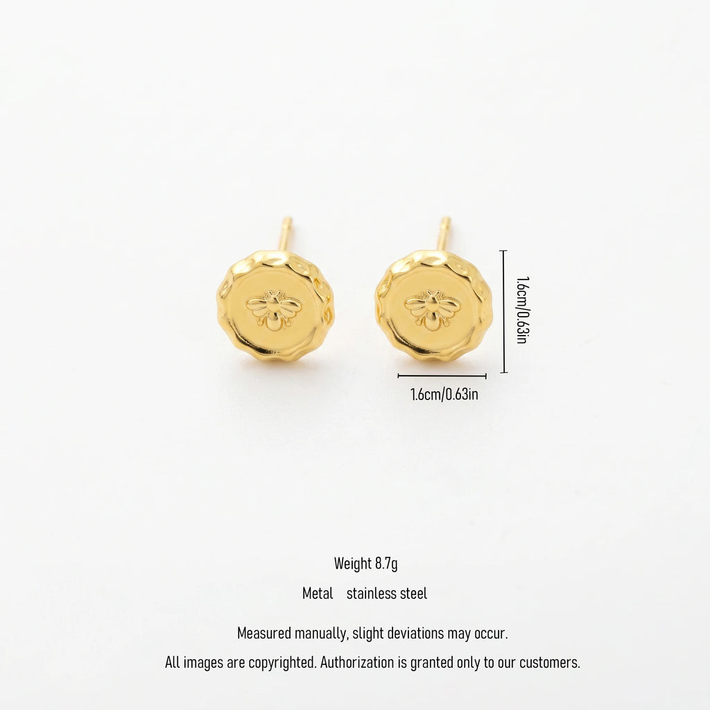 QIAOREN 13246 18K Gold PVD Plated Stainless Steel Plumeria Stud Earrings Polished Five Petal Flower Ear Studs