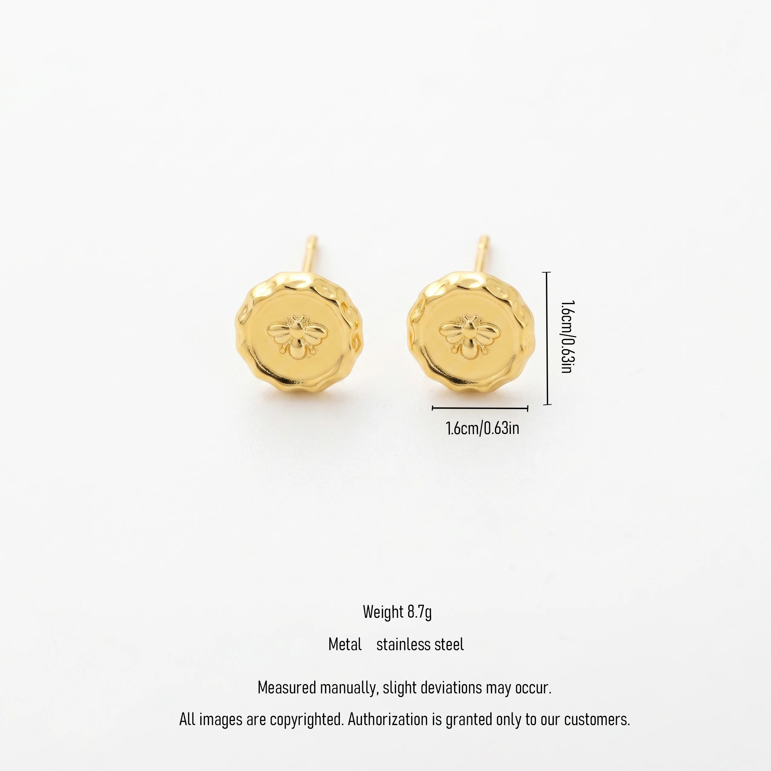 QIAOREN 13246 18K Gold PVD Plated Stainless Steel Plumeria Stud Earrings Polished Five Petal Flower Ear Studs
