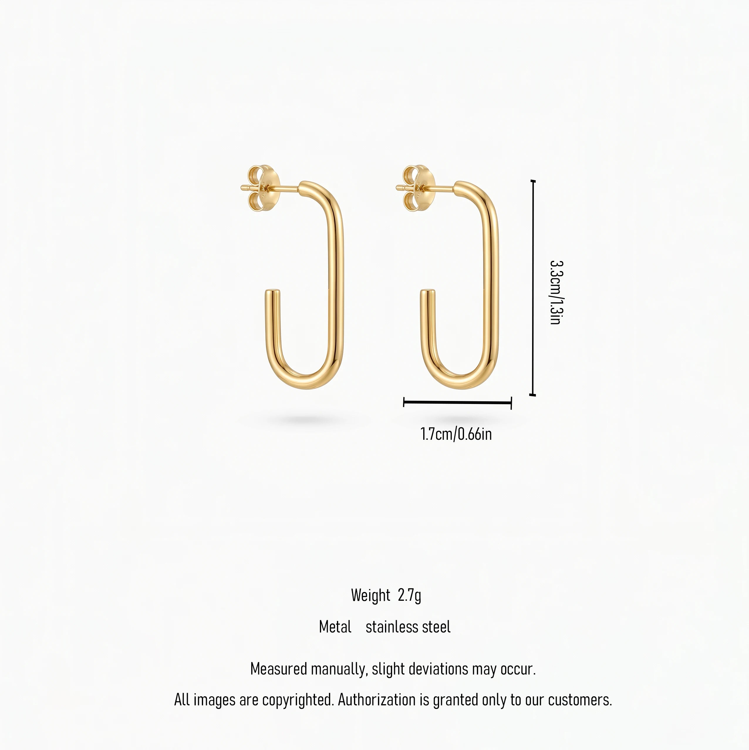 QIAOREN 12491 Elegant Quiet Luxury Sleek Paperclip Link Hoops Gold Stainless Steel Architectural Statement Jewelry