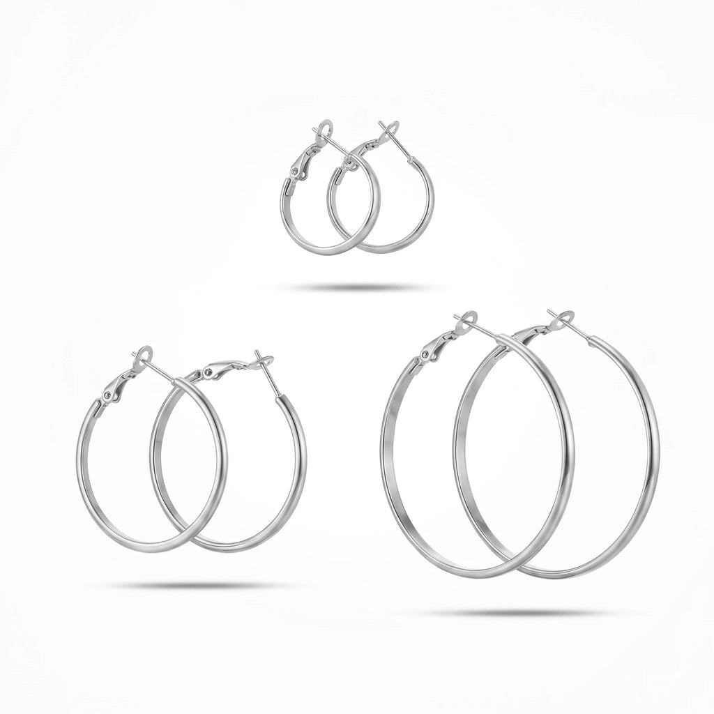 QIAOREN 13195 Gold Plated Stainless Steel Hoop Earrings for Women Lightweight Minimalist Large Round Fashion Jewelry