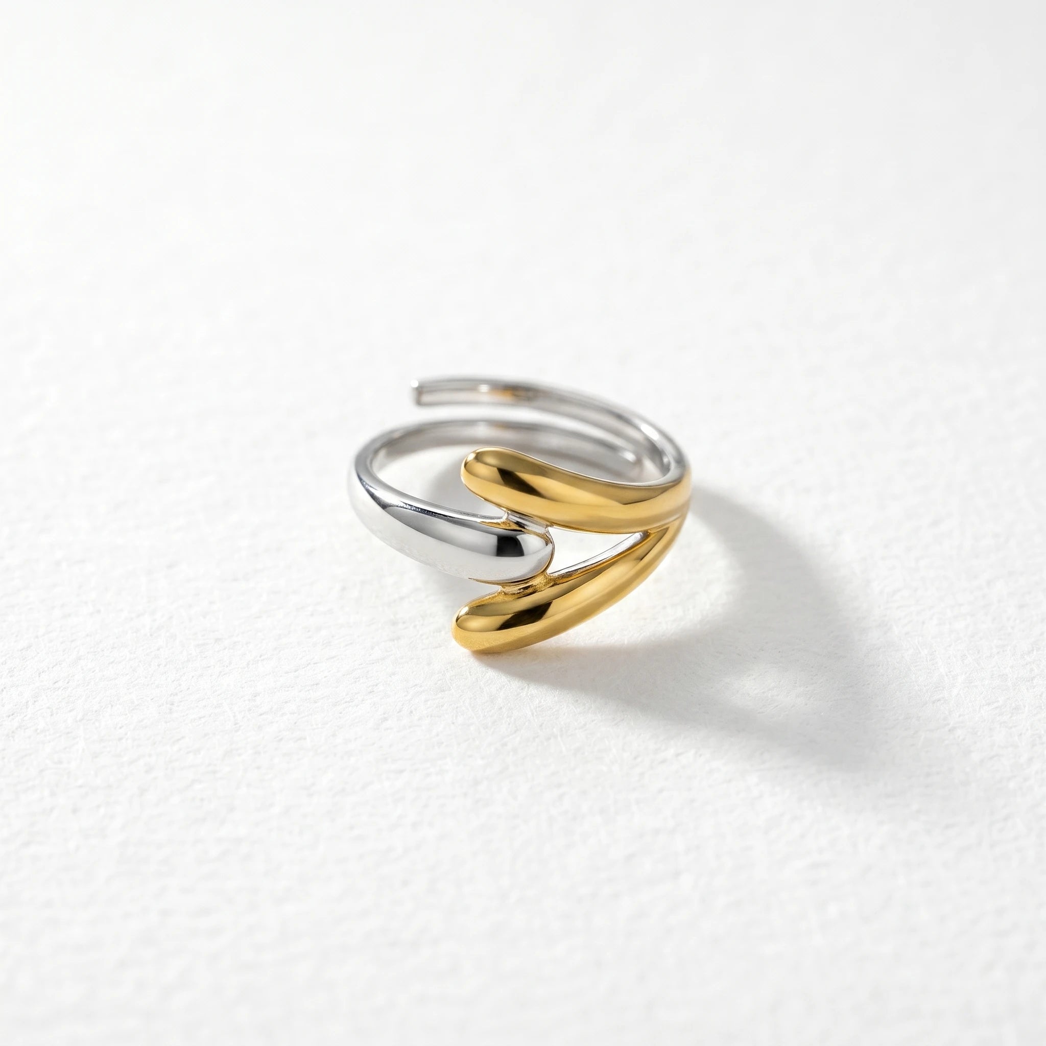 QIAOREN 13016-20 Gold Silver Plated Adjustable Open Stack Ring Set for Women Minimalist Geometric Statement Rings