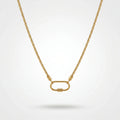 QIAOREN 12143 PVD 18K Gold Stainless Steel Box Chain Necklace Screw Carabiner Pendant Minimalist Dainty Women Jewelry US EU