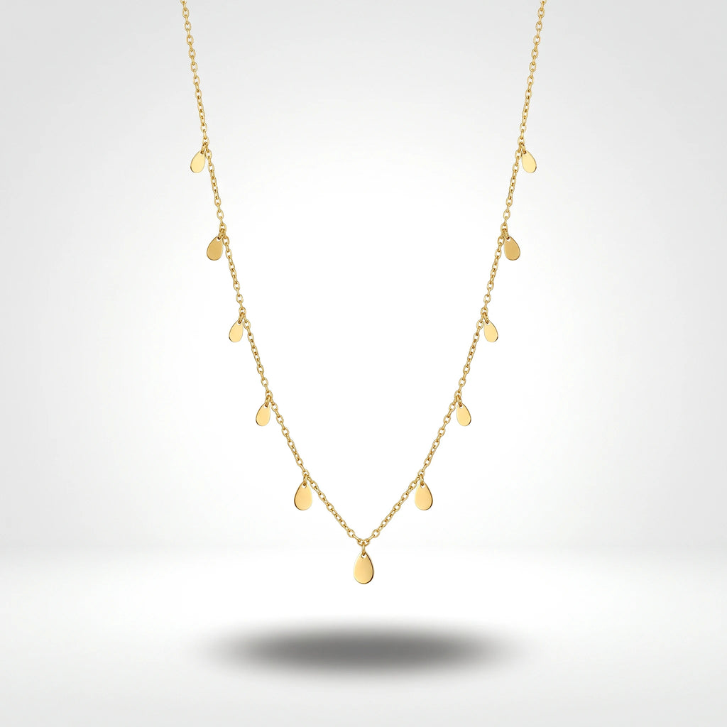 QIAOREN 13570 Gold Stainless Steel Teardrop Charm Necklace with Dainty Drop Pendant Minimalist Fashion Jewelry for Women
