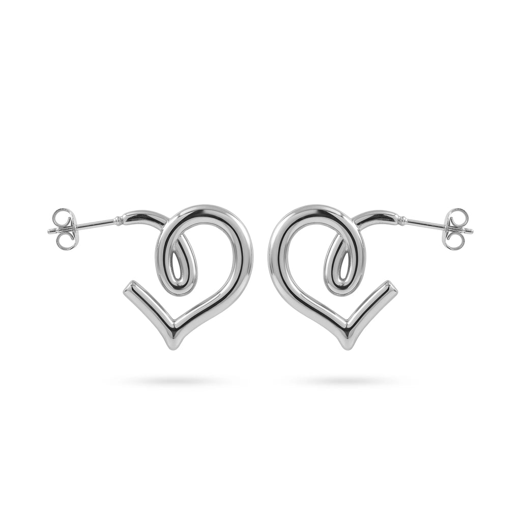 QIAOREN 12394 Waterproof Tarnish Free Infinity Knot Heart Earrings 18K Gold Plated Stainless Steel Sleek Swirl C-Hoops Party