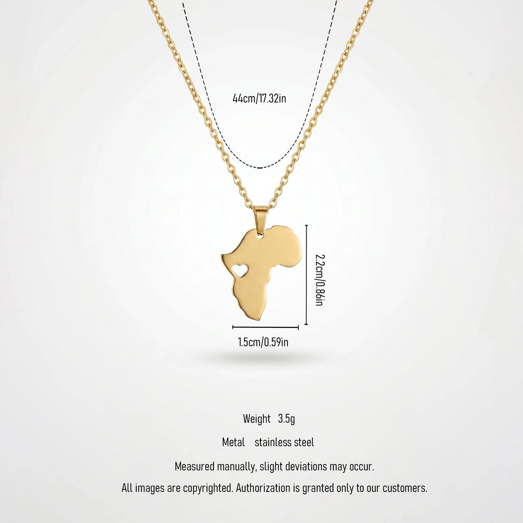 QIAOREN 11971 USA Popular Non Tarnish Stainless Steel Ethnic Africa Continent Pendant Necklace Trendy Ladies Daily Wear Jewelry
