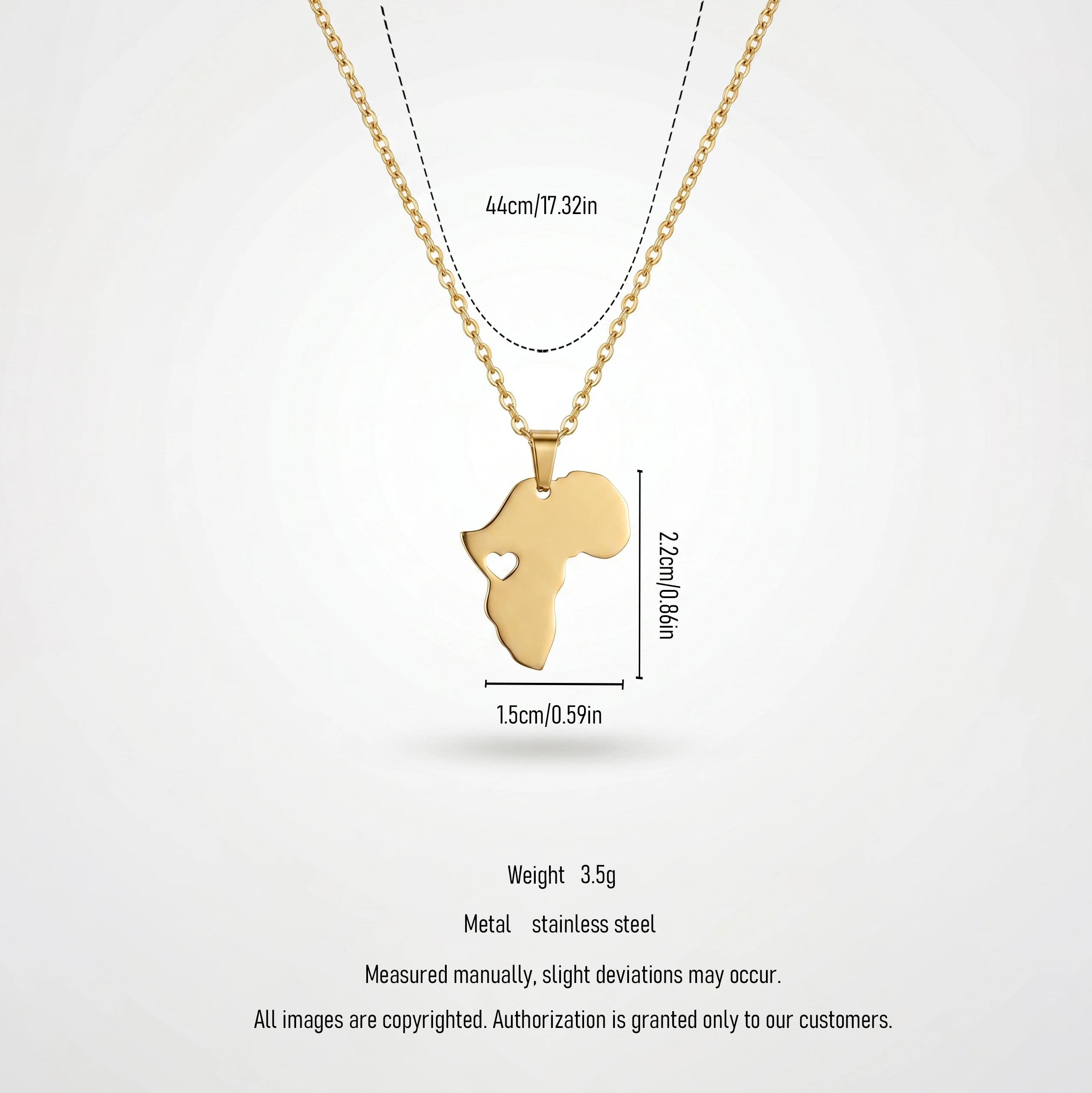 QIAOREN 11971 USA Popular Non Tarnish Stainless Steel Ethnic Africa Continent Pendant Necklace Trendy Ladies Daily Wear Jewelry