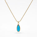 QIAOREN 13844 Stainless Steel Blue Teardrop Pendant Necklace Waterproof Hypoallergenic Minimalist Jewelry for Women