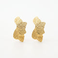 QIAOREN 13245 18K Gold PVD Plated Stainless Steel Plumeria Stud Earrings Polished Five Petal Flower Ear Studs