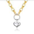 QIAOREN 20262 18K Gold Plated Heart Square Jewelry Set, Textured Grid Pattern Heart Pendant Necklace