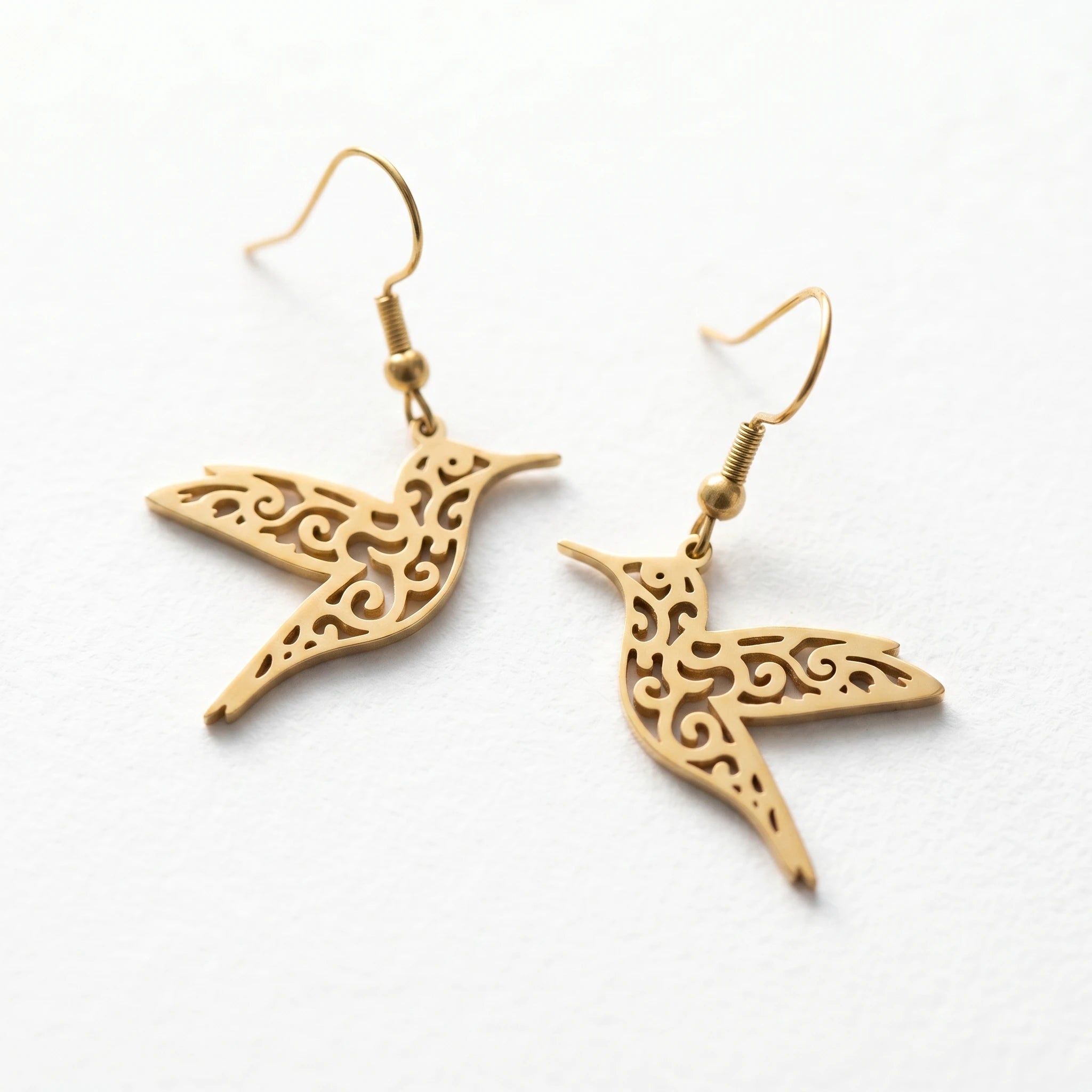 QIAOREN 10955 Hypoallergenic Stainless Steel Women's Trendy Party Earrings 18K Gold Plated Waterproof Tarnish Resistant Earrings