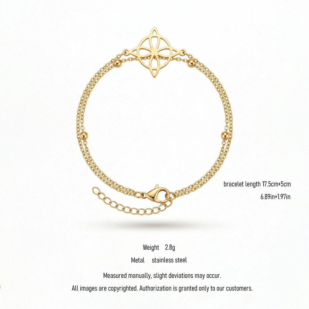 QIAOREN 11041 Luxury Waterproof Stainless Steel Double Layer Compass Bracelet for Women Minimalist Gold Chain Beach Jewelry Gift