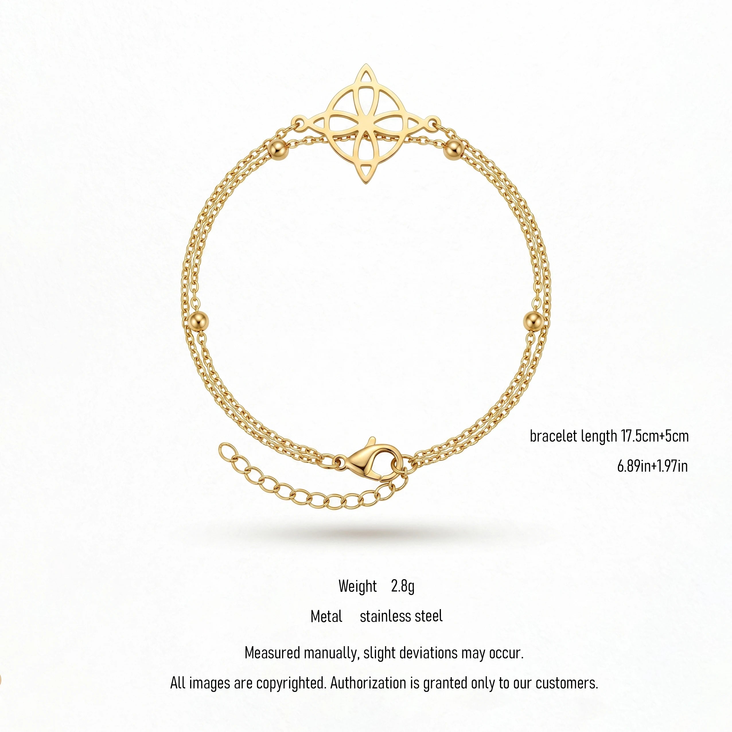 QIAOREN 11041 Luxury Waterproof Stainless Steel Double Layer Compass Bracelet for Women Minimalist Gold Chain Beach Jewelry Gift
