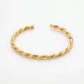 QIAOREN 12679 18K Gold Plated Stainless Steel Twisted Cuff Bracelet Adjustable Open Bangle Waterproof Tarnish Free WomenJewelry