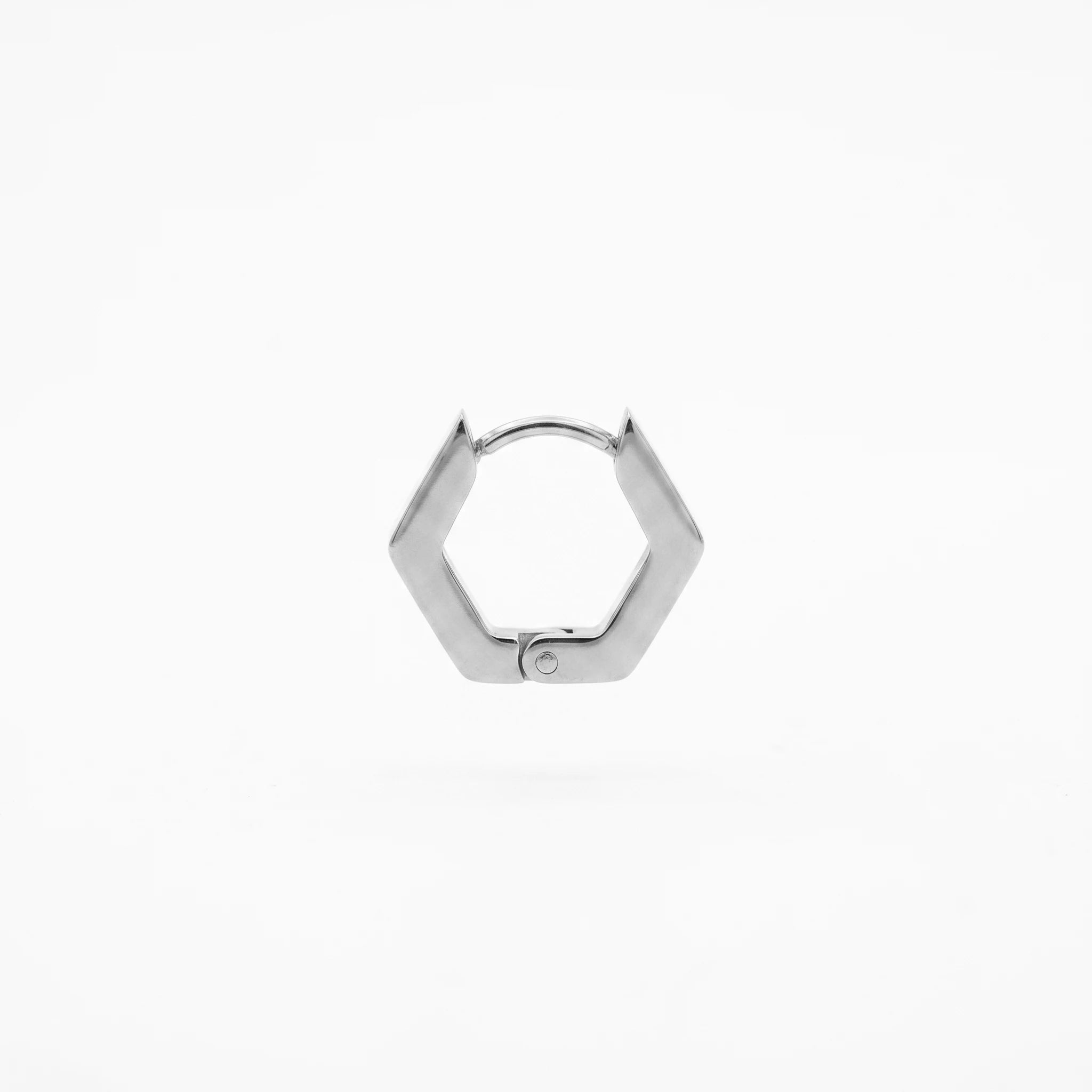 QIAOREN 12577 Dainty Geometric Hexagon Huggie Earrings 316L Stainless Steel No Fade Gold Plated Hoop Jewelry Gift for American