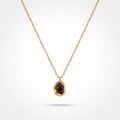 QIAOREN 13522 Wholesale Gold Plated Stainless Steel Black Bead Pendant Necklace Minimalist Irregular Charm Jewelry