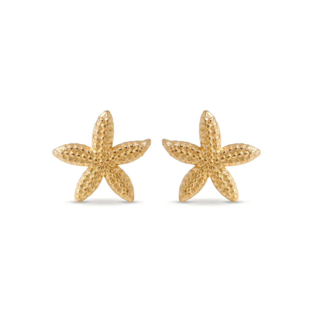 QIAOREN 11795 Trendy Starfish Stud Earrings Stainless Steel 18K Gold Plated Sea Star Summer Beach Jewelry for Women US EU