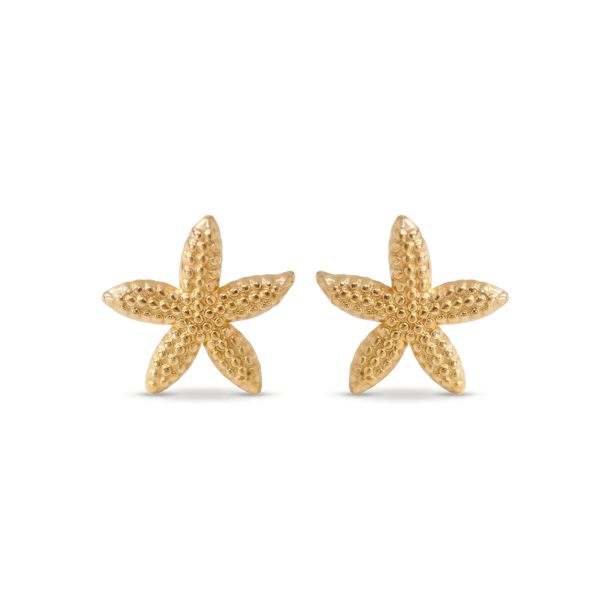 QIAOREN 11795 Trendy Starfish Stud Earrings Stainless Steel 18K Gold Plated Sea Star Summer Beach Jewelry for Women US EU