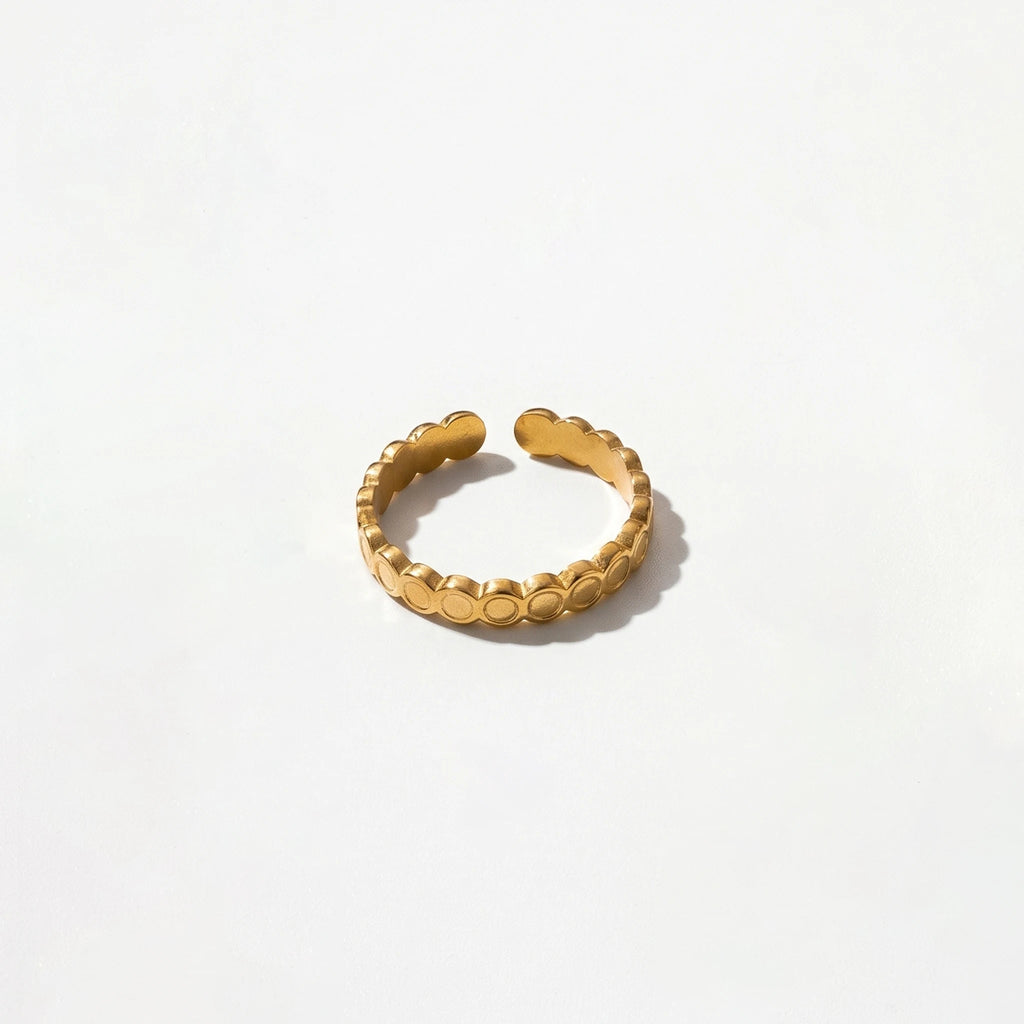 QIAOREN Stainless Steel 5Pcs Stackable Ring Set PVD Gold Plated Adjustable Open Jewelry for Women