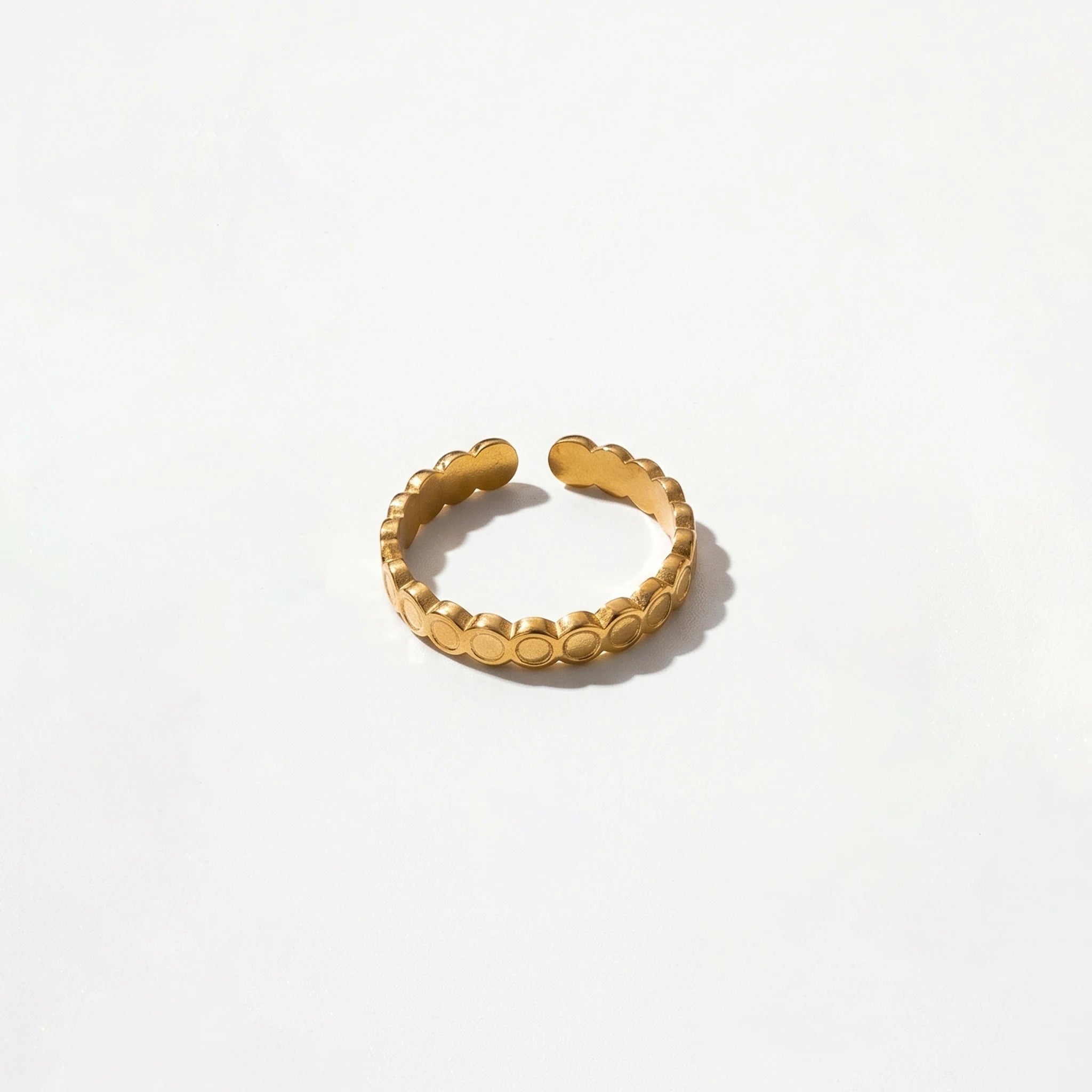QIAOREN Stainless Steel 5Pcs Stackable Ring Set PVD Gold Plated Adjustable Open Jewelry for Women