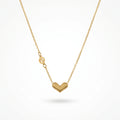 QIAOREN 13940 Hin Oval Link Chain Letter Initial Heart Pendant Necklace, Polished Gold Custom Alphabet Love Collar Jewelry