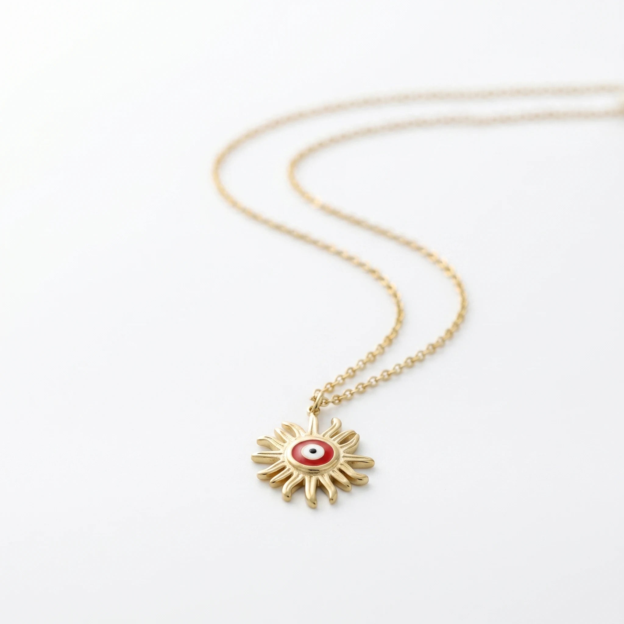 QIAOREN 12817 Premium Solar Nazar Jewelry High Quality PVD Gold Plated Amulet Spiritual Accessory Wholesale Supplier