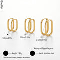 QIAOREN 14448 3 Pairs Rectangular U Shape Huggie Hoop Earrings Set Minimalist Daily Wear Jewelry Gift