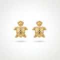 QIAOREN13220 Gold Plated Sea Turtle Stud Earrings for Women Stainless Steel Beach Coastal Ocean Jewelry