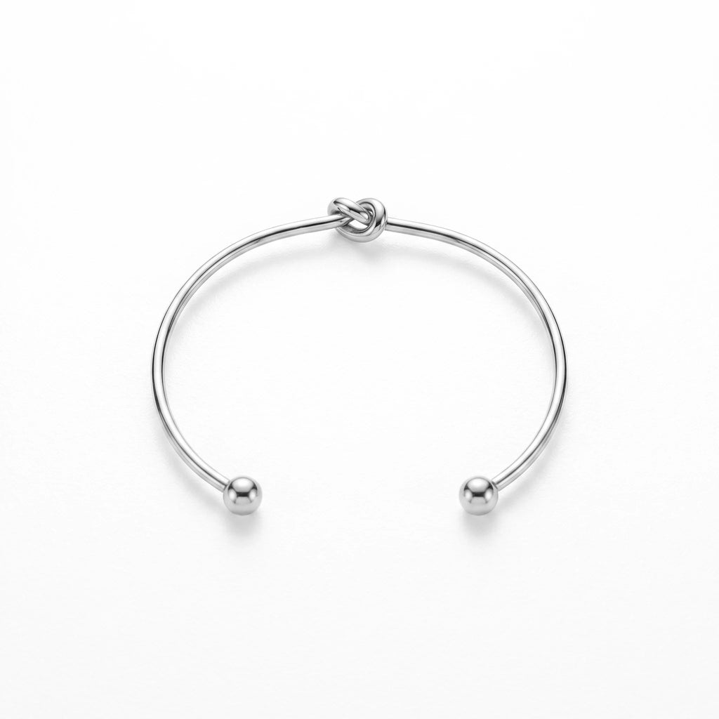 QIAOREN 10592 Love Knot Open Cuff Bangle 18K Gold Plated Stainless Steel Waterproof Tarnish Free Jewelry for Women
