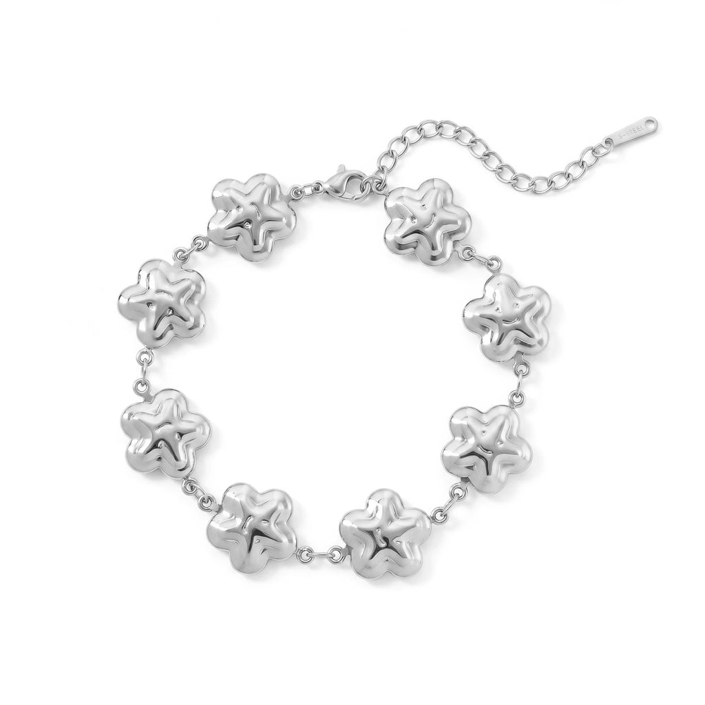 QIAOREN 12065 18K Gold Plated Stainless Steel Beaded Bracelet Zircon Adjustable Extension Chain Women's Elegant Daily Jewelry