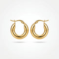 QIAOREN 12412 Waterproof Tarnish Free Chunky Balloon Hoops Gold Stainless Steel Puffy Bellied Teardrop French Clasp Earrings US