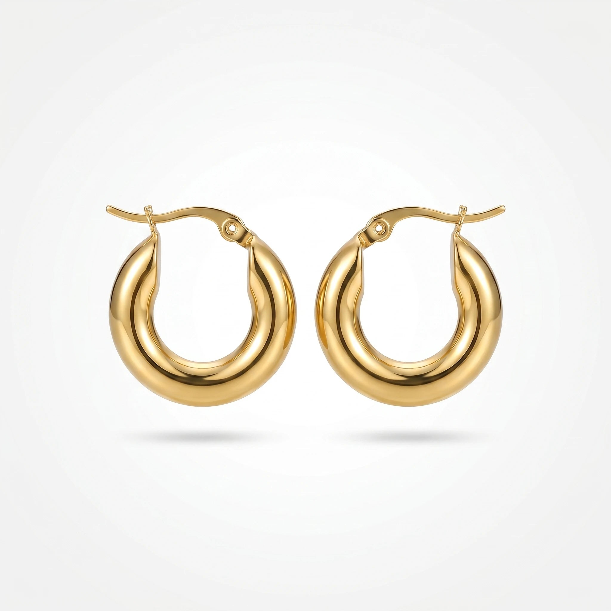 QIAOREN 12412 Waterproof Tarnish Free Chunky Balloon Hoops Gold Stainless Steel Puffy Bellied Teardrop French Clasp Earrings US