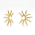 QIAOREN 10739 Stainless Steel Bohemian Sun Earrings, Gold/Silver Tone Sunburst Statement Studs for Women