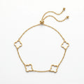 QIAOREN 11443 Tarnish Resistant Waterproof 18K Gold Plated Stainless Steel Hollow Clover Anklet