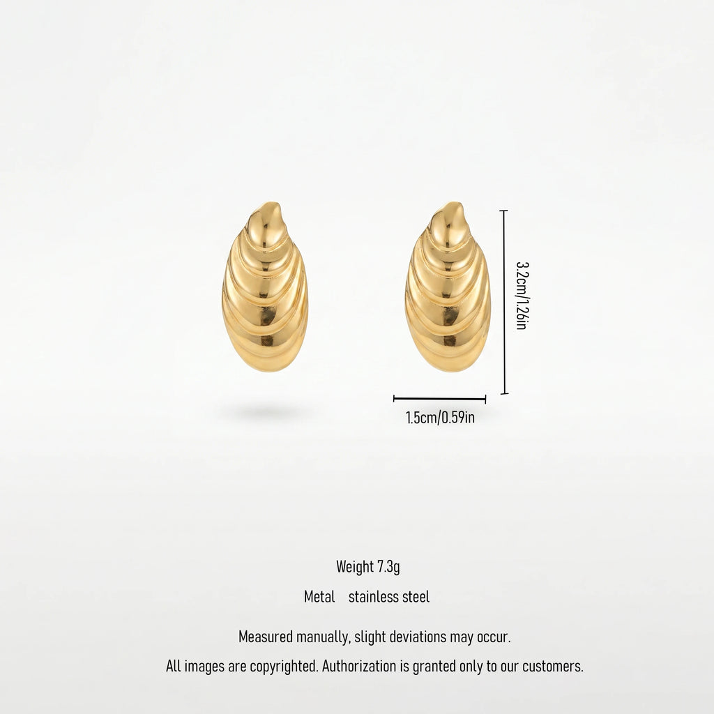 QIAOREN 13221Gold Plated Shell Stud Earrings for Women Stainless Steel Coastal Beach Minimalist Fashion Jewelry