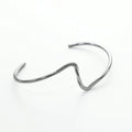 QIAOREN 12774 Trend Heart Outline Thin Wire Open Bangle Stainless Steel Silver Adjustable Minimal Daily Wrist Jewelry