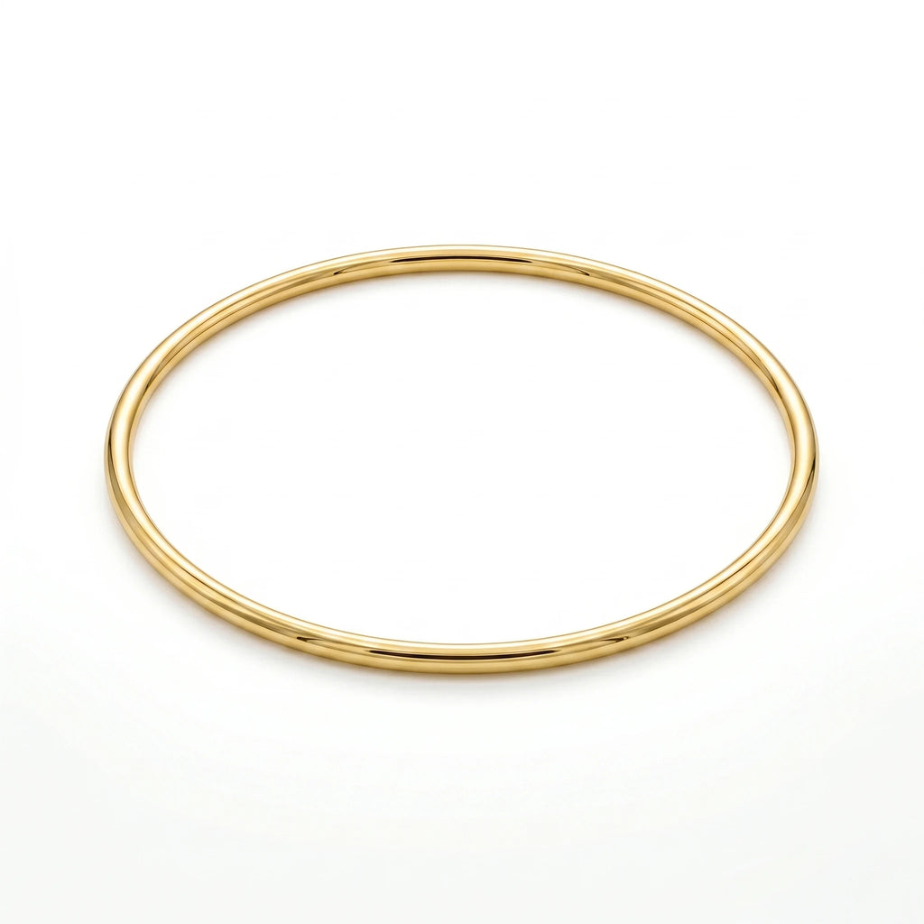 QIAOREN 12781 Stainless Steel Thin Gold Round Bangle Polished Plain Minimal Stack Wrist Bracelet for Women