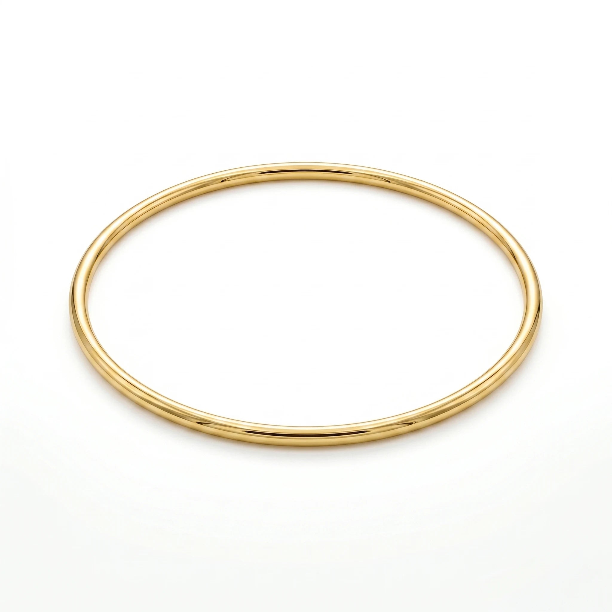 QIAOREN 12781 Stainless Steel Thin Gold Round Bangle Polished Plain Minimal Stack Wrist Bracelet for Women