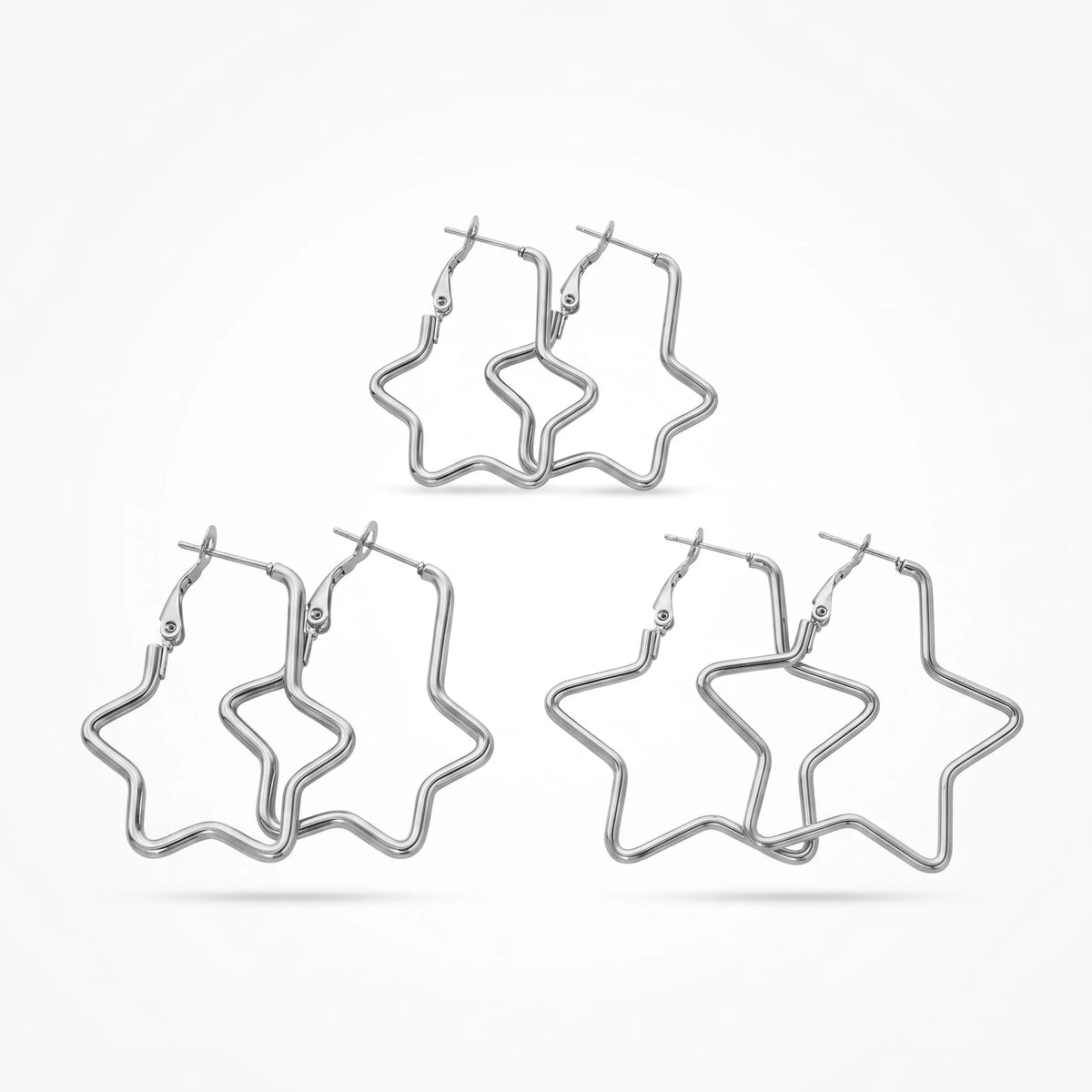 QIAOREN 13193 Gold Plated Star Hoop Earrings for Women Stainless Steel Geometric Statement Dangle Fashion Jewelry