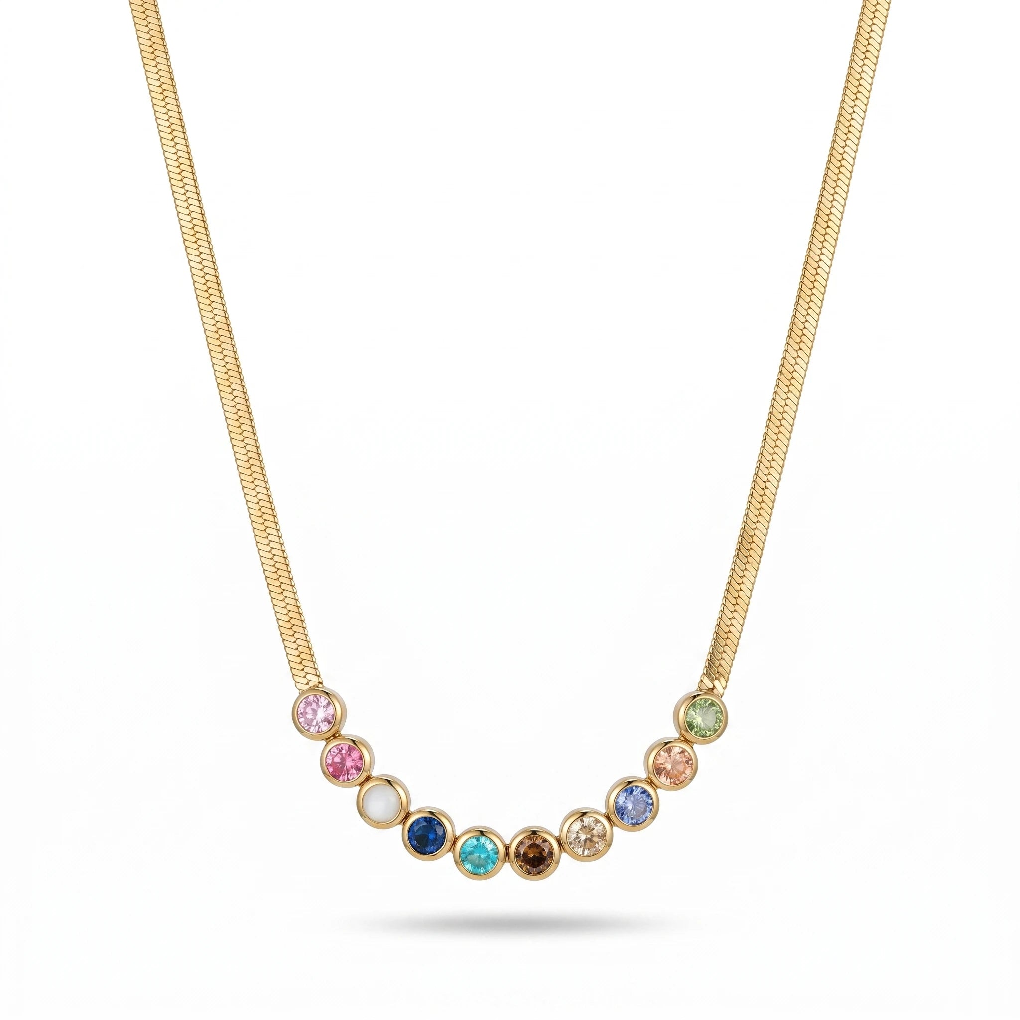 QIAOREN 13520 Wholesale Waterproof Stainless Steel Jewelry Minimalist Gold Plated Necklace for Custom Fashion